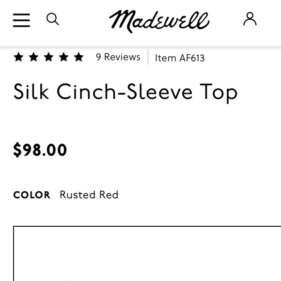 Madewell Silk Cinch-Sleeve Top NWT - Picture 10 of 10
